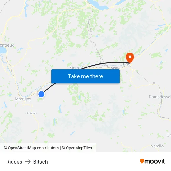 Riddes to Bitsch map