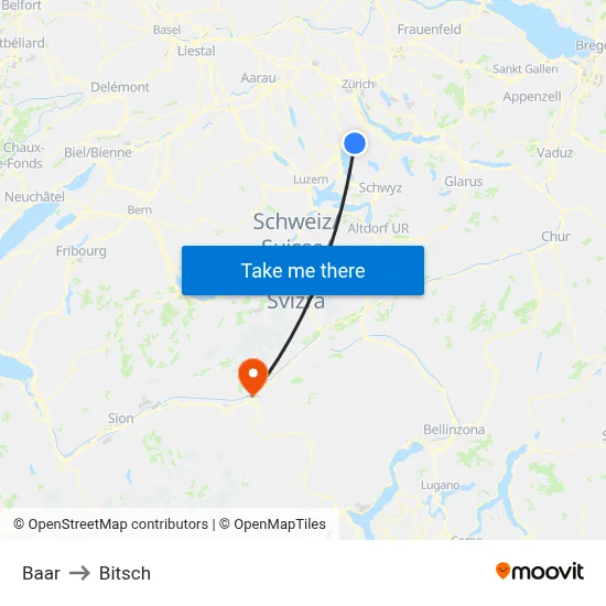 Baar to Bitsch map