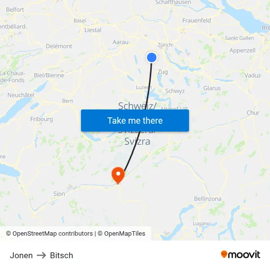 Jonen to Bitsch map
