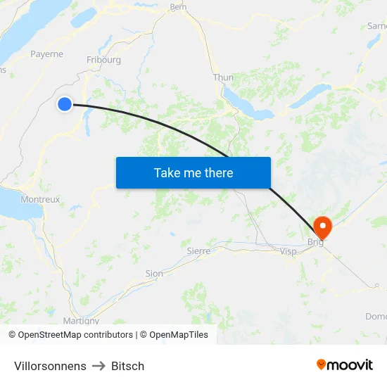 Villorsonnens to Bitsch map