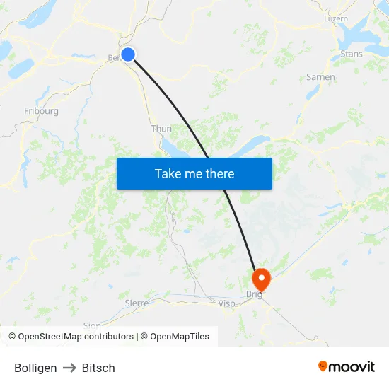 Bolligen to Bitsch map