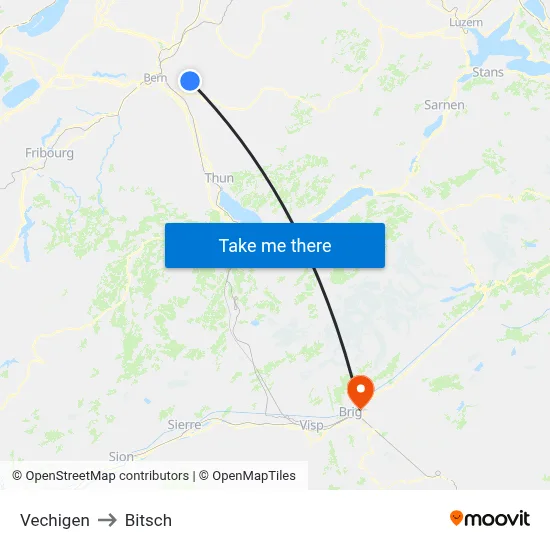 Vechigen to Bitsch map