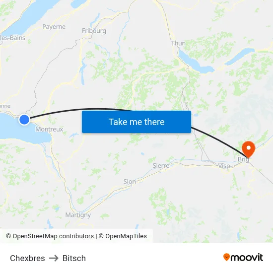 Chexbres to Bitsch map