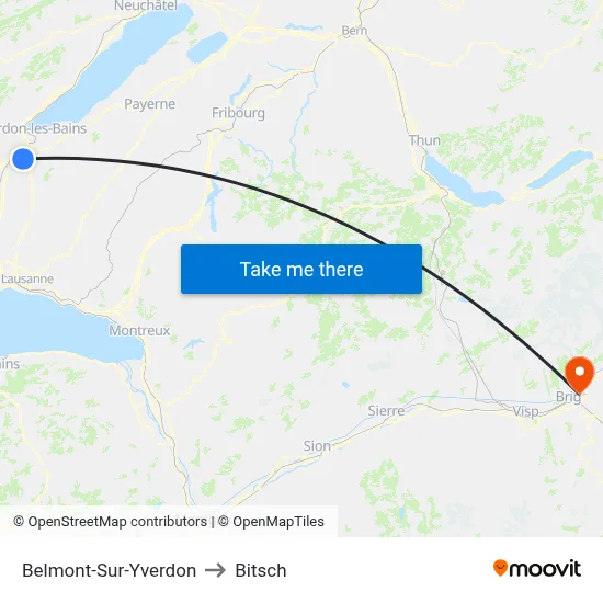 Belmont-Sur-Yverdon to Bitsch map