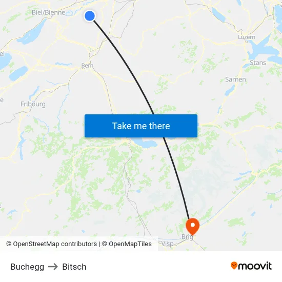 Buchegg to Bitsch map