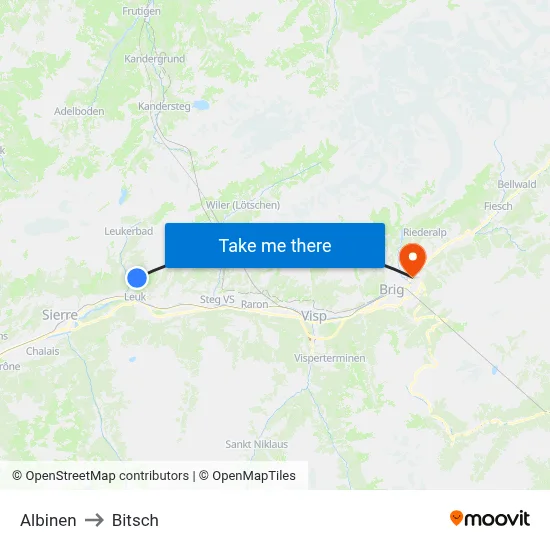 Albinen to Bitsch map