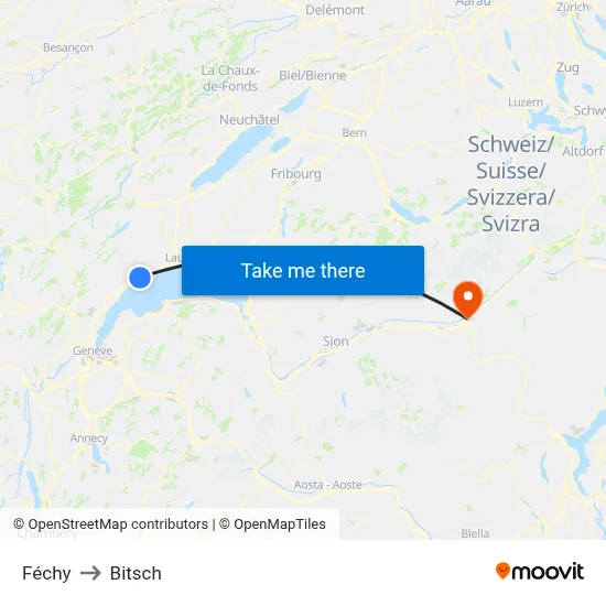 Féchy to Bitsch map