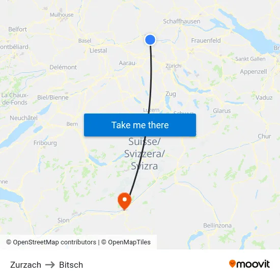 Zurzach to Bitsch map