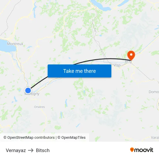 Vernayaz to Bitsch map