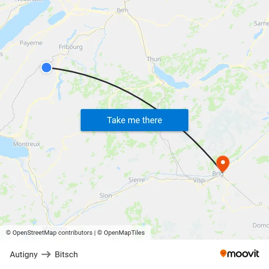 Autigny to Bitsch map