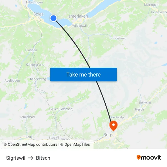 Sigriswil to Bitsch map