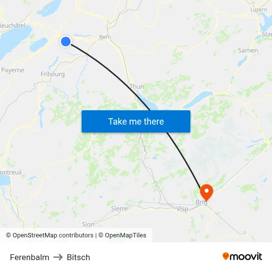 Ferenbalm to Bitsch map