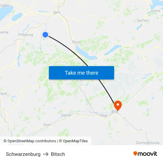 Schwarzenburg to Bitsch map