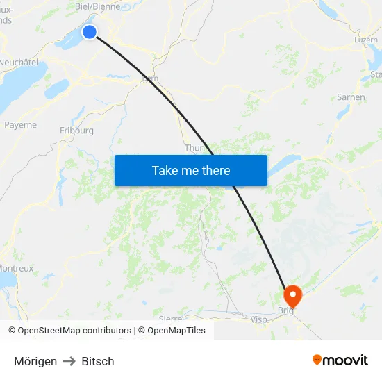 Mörigen to Bitsch map
