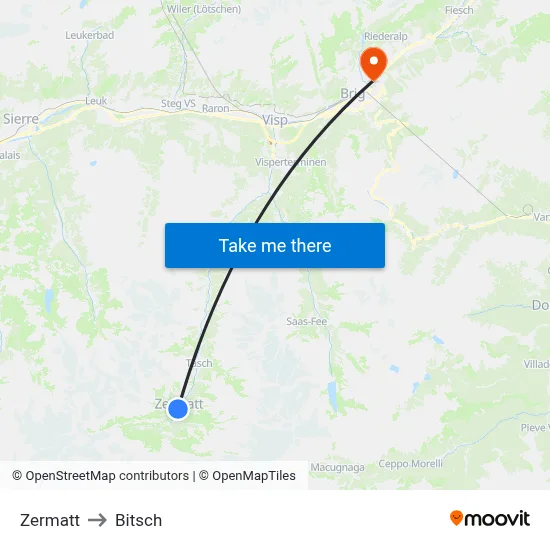 Zermatt to Bitsch map