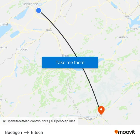 Büetigen to Bitsch map