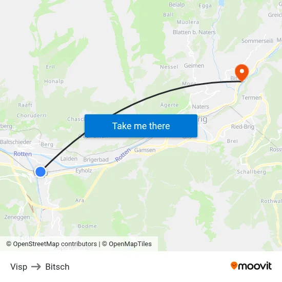Visp to Bitsch map