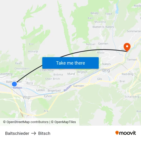 Baltschieder to Bitsch map