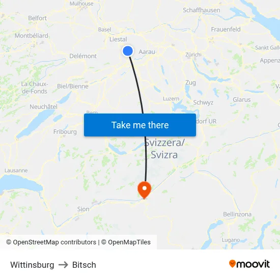 Wittinsburg to Bitsch map