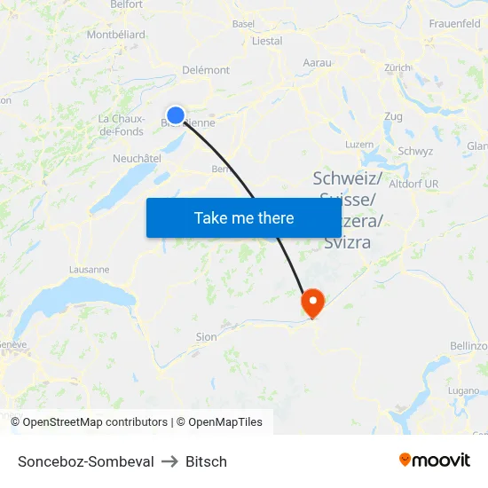 Sonceboz-Sombeval to Bitsch map