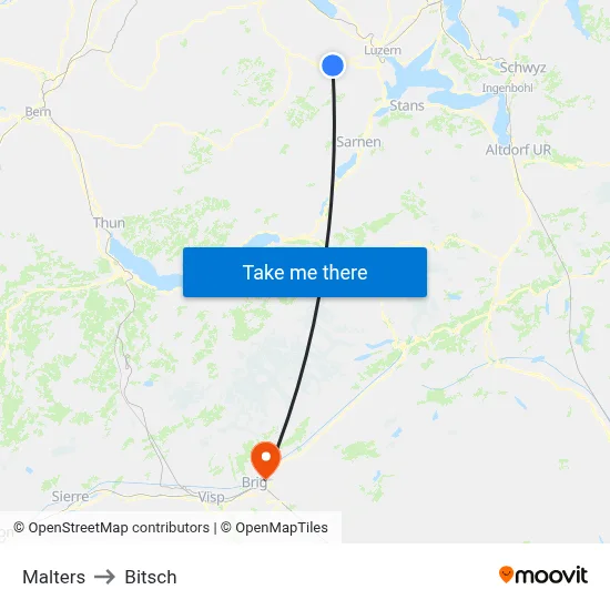 Malters to Bitsch map