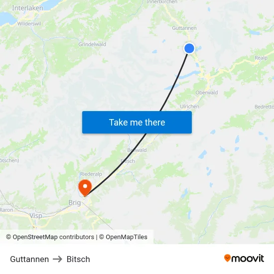 Guttannen to Bitsch map