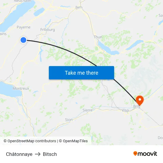 Châtonnaye to Bitsch map