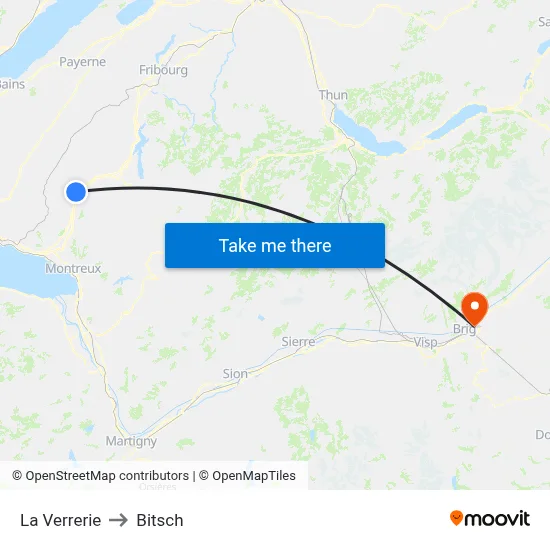 La Verrerie to Bitsch map