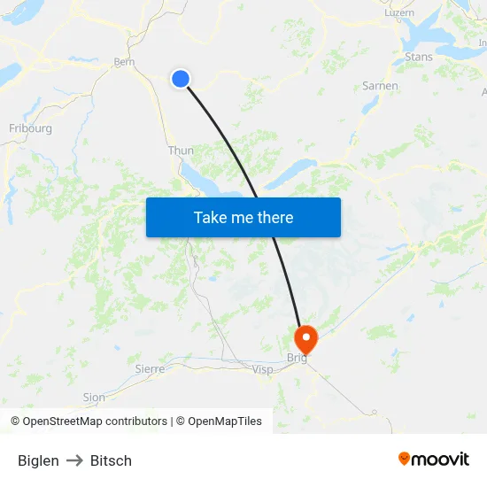 Biglen to Bitsch map