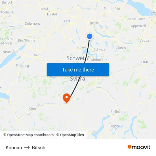 Knonau to Bitsch map