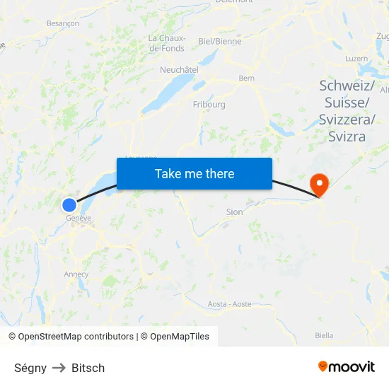Ségny to Bitsch map