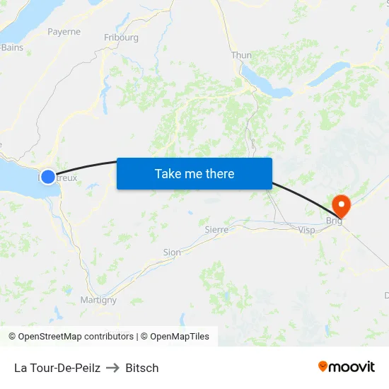 La Tour-De-Peilz to Bitsch map
