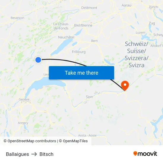 Ballaigues to Bitsch map