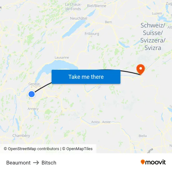Beaumont to Bitsch map