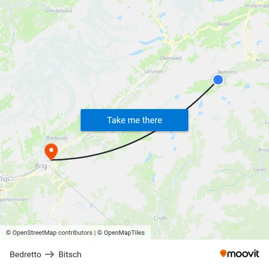 Bedretto to Bitsch map