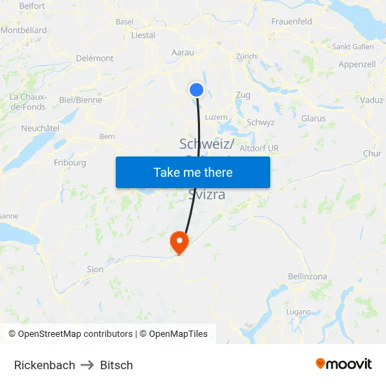 Rickenbach to Bitsch map