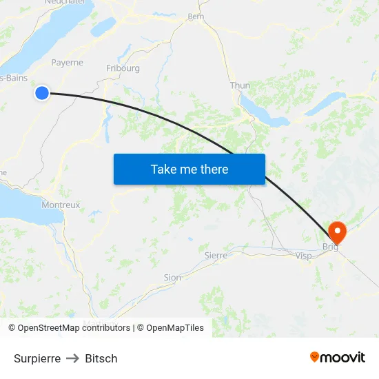 Surpierre to Bitsch map