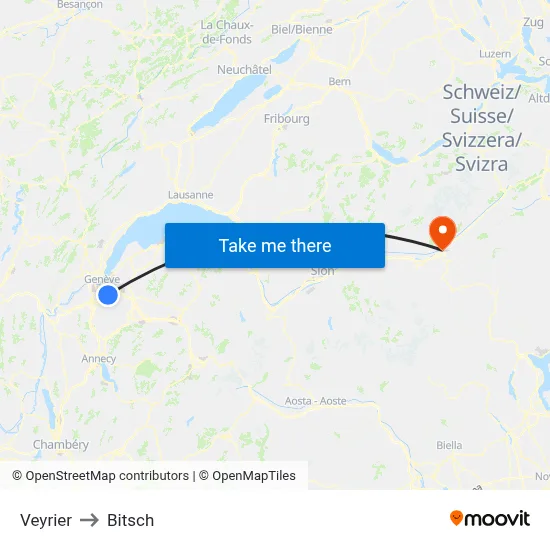 Veyrier to Bitsch map