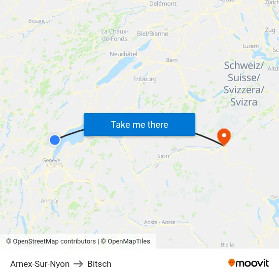 Arnex-Sur-Nyon to Bitsch map