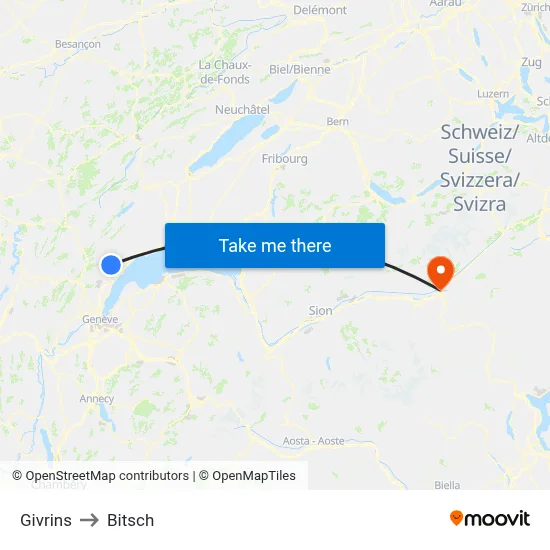 Givrins to Bitsch map