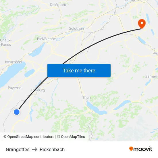 Grangettes to Rickenbach map