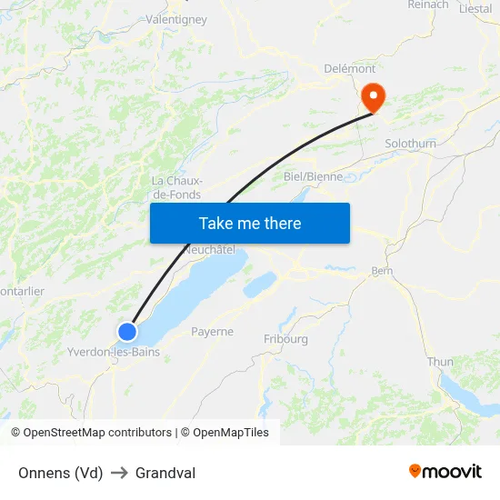 Onnens (Vd) to Grandval map