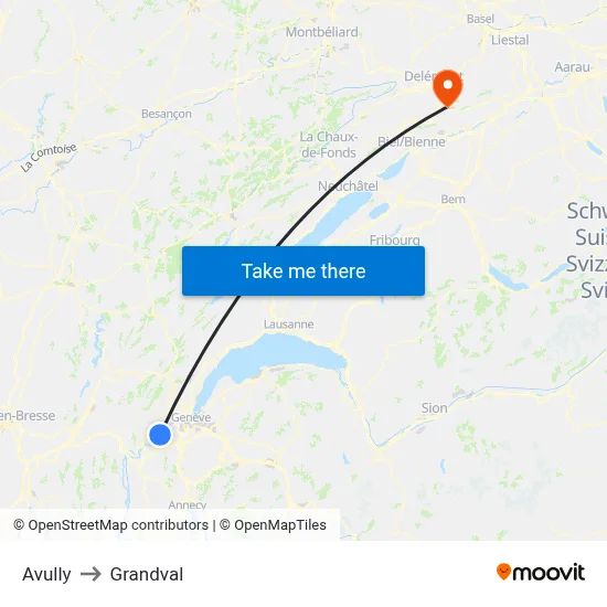 Avully to Grandval map