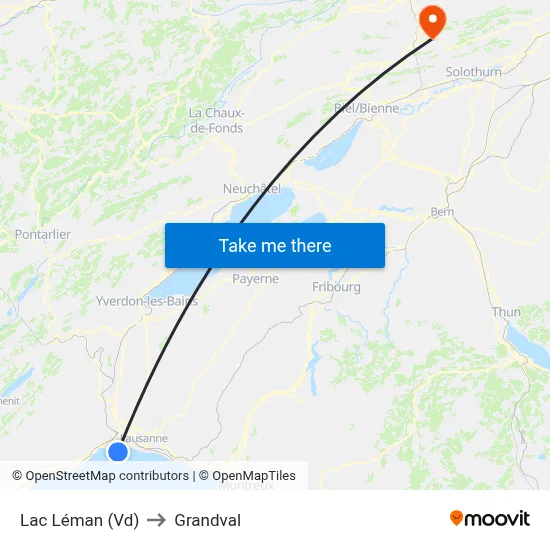 Lac Léman (Vd) to Grandval map