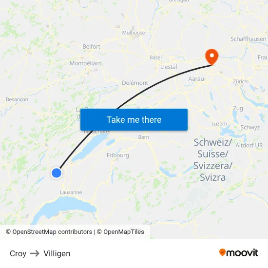 Croy to Villigen map