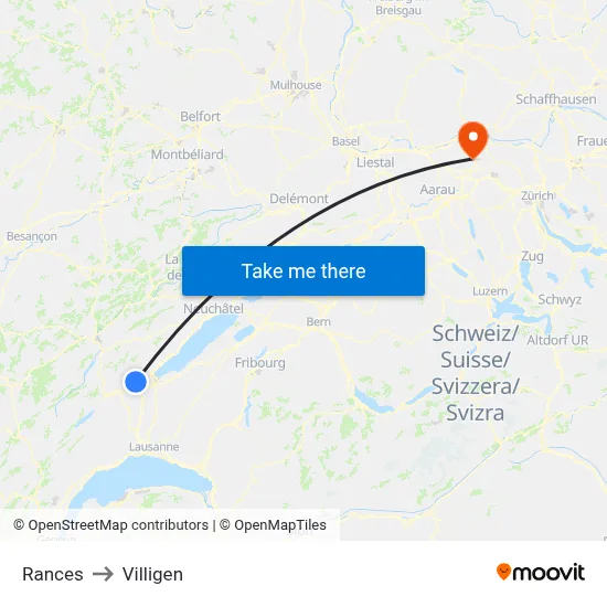 Rances to Villigen map