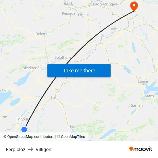 Ferpicloz to Villigen map