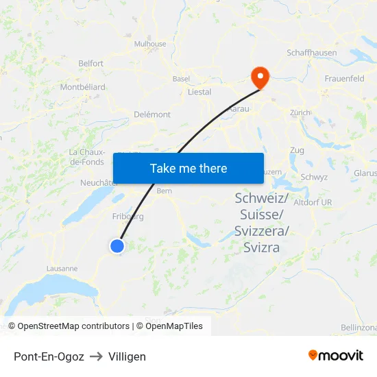Pont-En-Ogoz to Villigen map