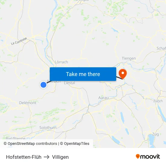 Hofstetten-Flüh to Villigen map
