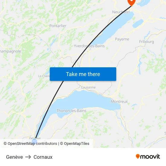 Genève to Cornaux map